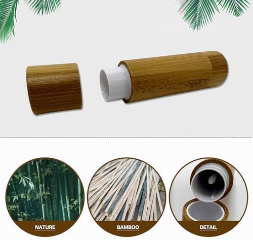 Bamboo Empty Lip Balm Containers 5.5g 6 Pack,Refillable DIY Lip Balm Tube Containers with Clear PP Plastic Inner,Lip Gloss Tubes Chapstick Holder for DIY Cosmetic Samples Deodorant