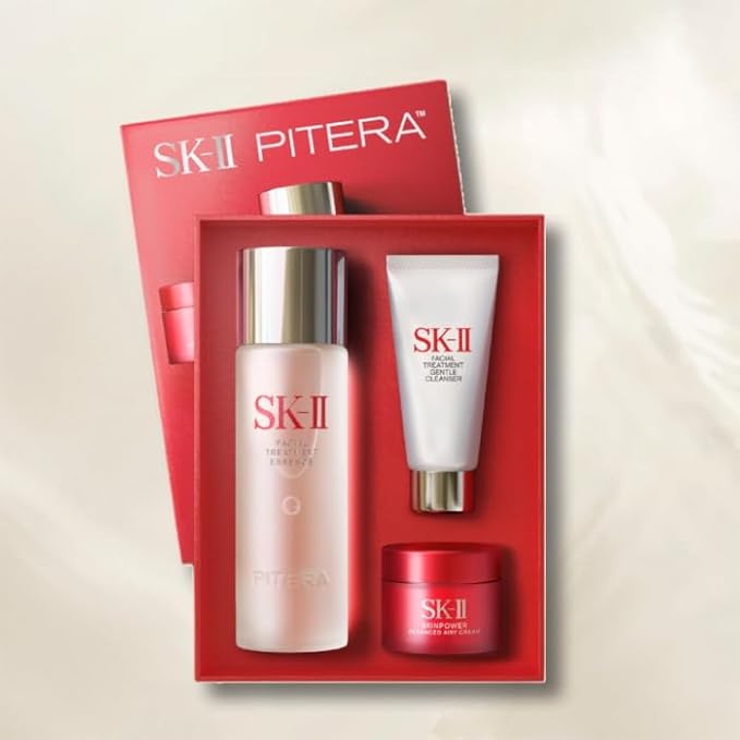 SK-II PITERA Youth Essentials Kit, (CLEANSER 0.7 OZ + ESSENCE 2.5 OZ + ADVANCED AIRY CREAM 0.5 OZ)