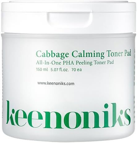 Cabbage Calming Toner Pads – PHA Exfoliating & Cooling Facial Wipes with 150,000ppm Cabbage Extract for Redness Relief & Pore CareㅣKorean Skincareㅣ70 Pads (5.07Oz)