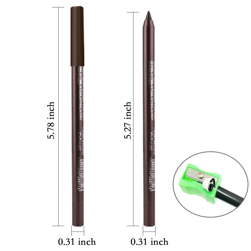 evpct Brown Eyeliner Pencils for Eyes, Dark Brown Colored Eye Liner Pencil Pen Makeup Waterproof Smudge Proof, Colored Gel Waterline Eyeliner Liquid, Face Eye Paint Stick Lipstick Halloween Makeup 02