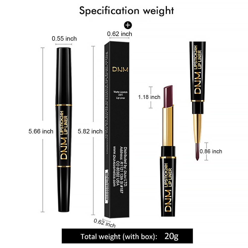 Kaely 2-in-1 Rose Gold Metallic Lip Liner & Lipstick Set Kit for Women, Lips Kit with Lip Liner Lip Stains Long Lasting Waterproof 24 Hour Lipstick and Lip Liners Combo Lipliners Pencil Set 07
