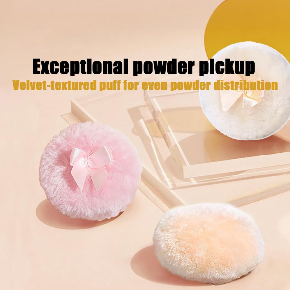 Luxury 4 Inch Glass Loose Powder Container with 2 Soft 3.5" Puffs|Non-Sealed Refillable Organizer Storage for Body Powder Makeup & Jewelry & Setting Applicator(Butterfly-Colorful)