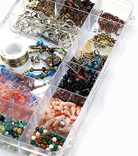 18 Grids Plastic Organizer Box with Dividers, Clear Compartment Container Storage for Beads Crafts Jewelry Fishing Tackles, Size 7.9 x 6.2 x 1.2 in