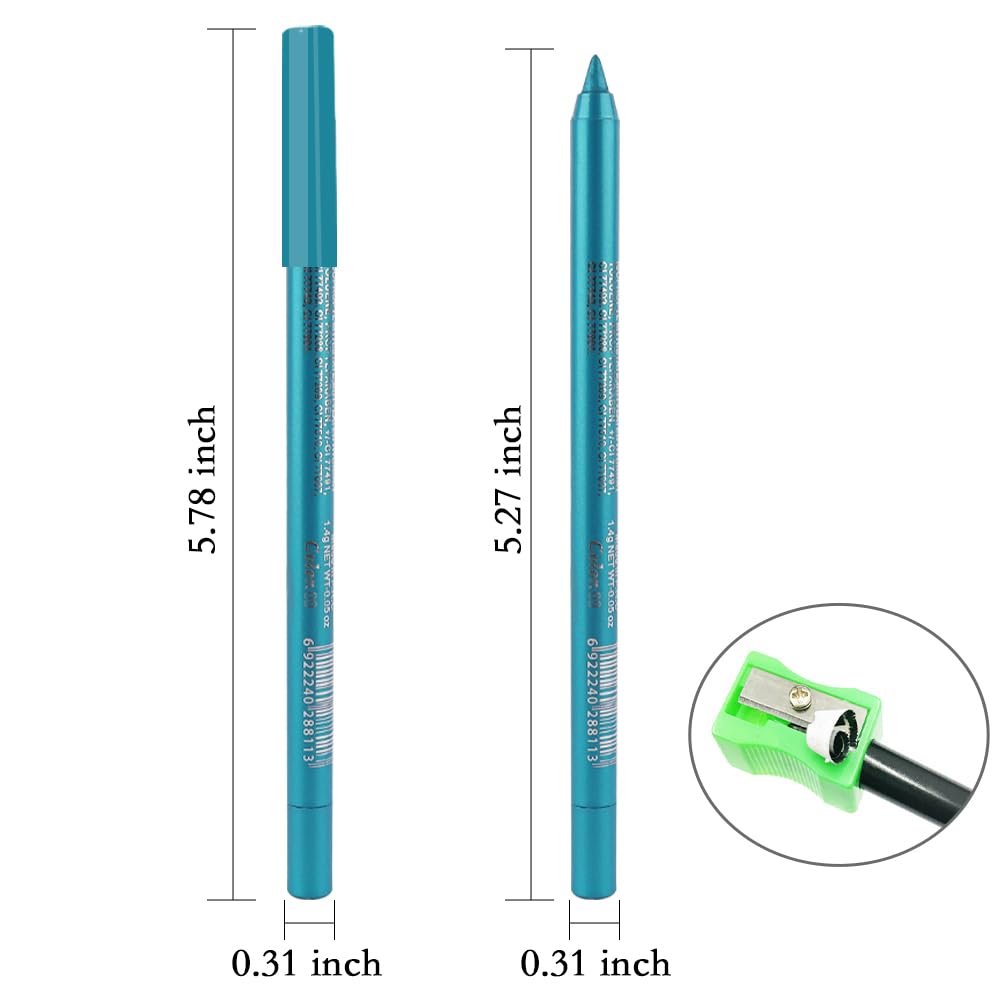 Kaely Gel Eyeliner Pencil for Women, Sky Blue Eye Liner Waterproof Smudge Proof with Sharpener, Waterline Eye Makeup Liners, delineador de ojos contra el agua, Vegan & Cruelty-Free, 09