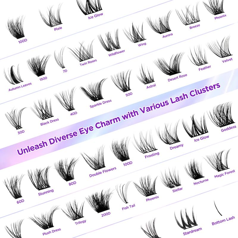 Lash Extension Kit DIY Lash Clusters Kit Eyelash Extensions Individual Lashes Extensions with (Lash Bond,Seal,Tweezers,240Pcs100D,0.07D,10-18mm)