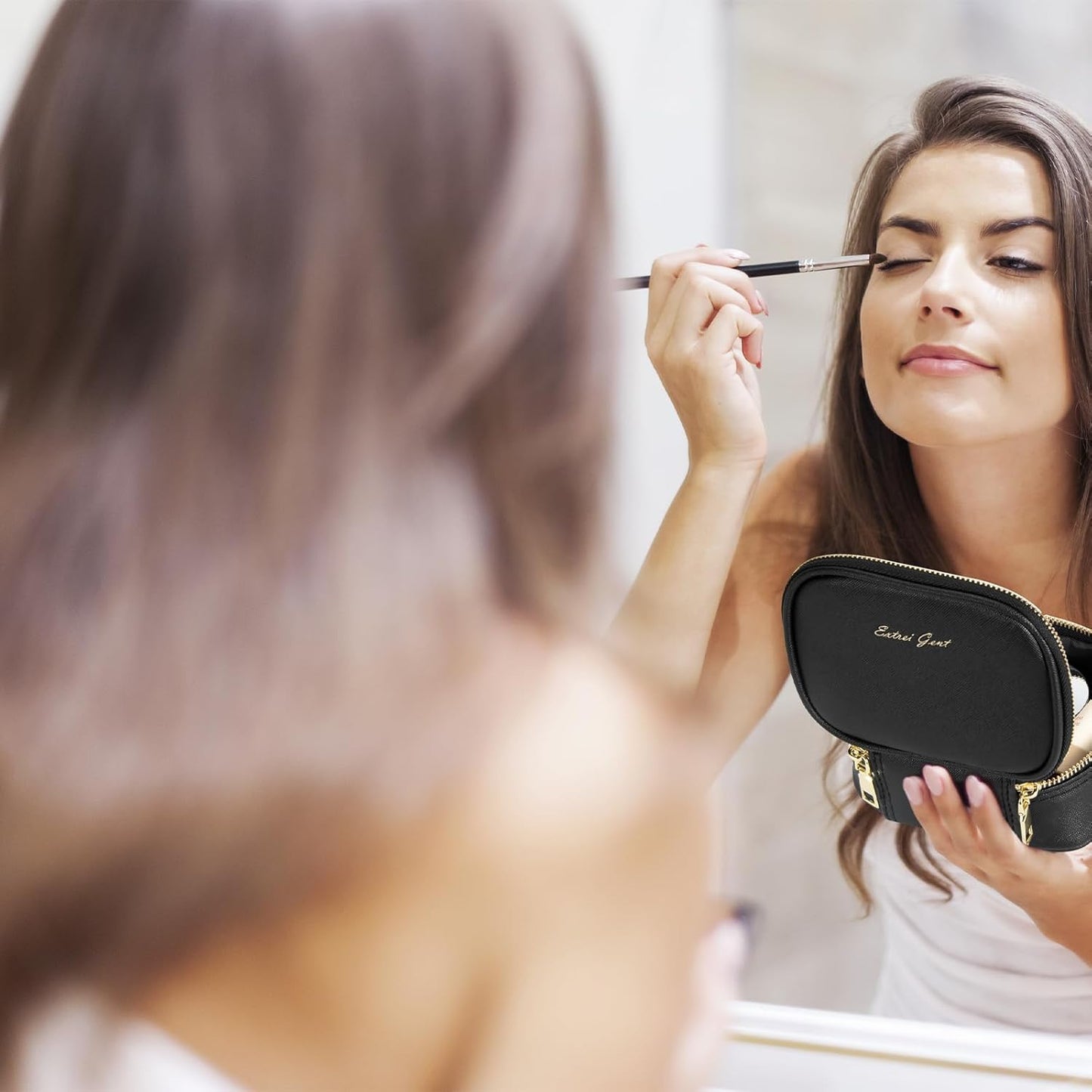 Small Makeup Bag Travel Train Case with Mirror and Light Mini Travel Make up for Women Train Case Cosmetic Organizer 3 Adjustable Brightness Toiletry Bag Portable Artist Storage