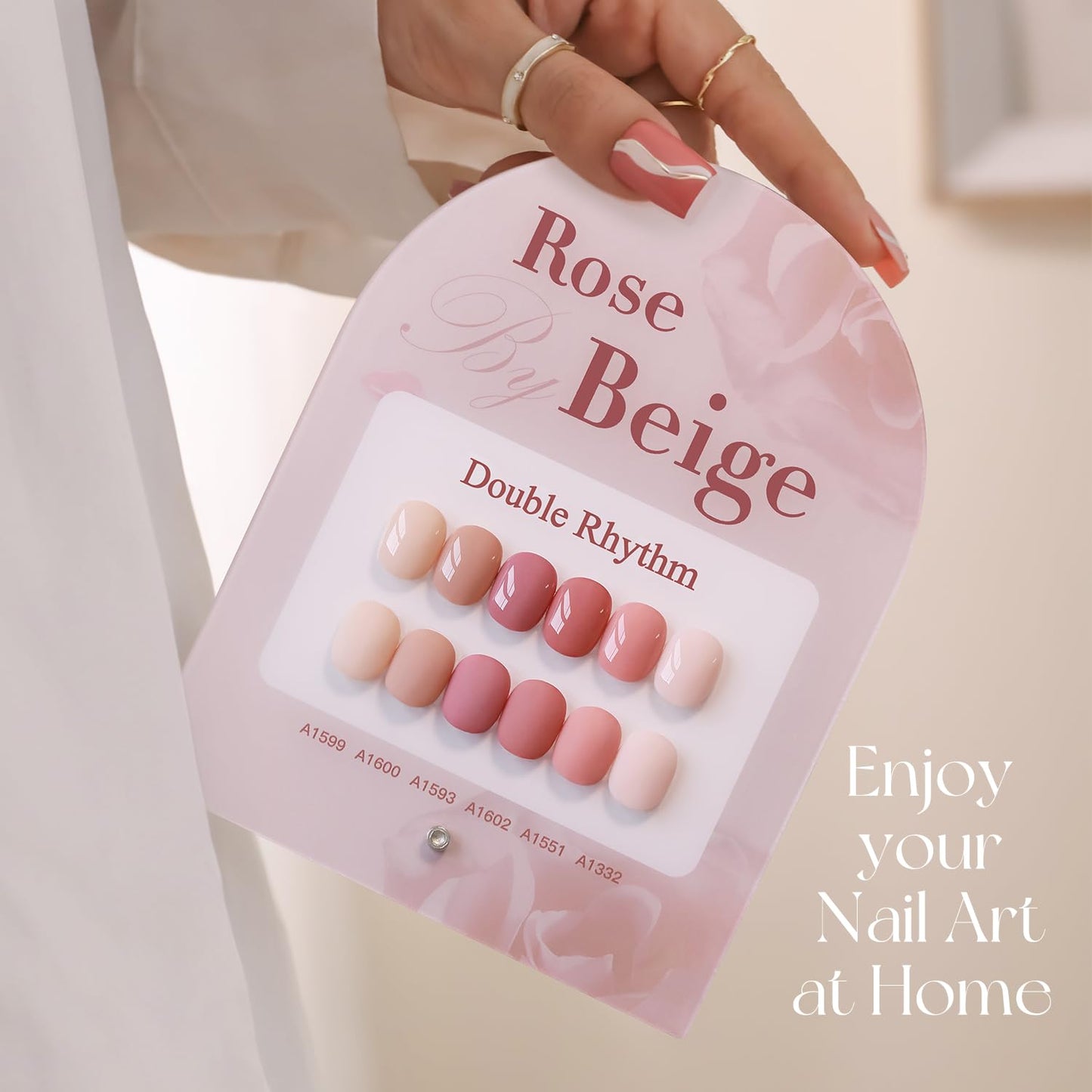 Double Rhythm 6 Pcs 15 ML Gel Polish Set Same Color Same Bottle Soak Off Gel Polish Kit Nail Art Manicure Salon DIY at Home for Women (Rose Beige Nude Cream Rose Coral-T6-20)