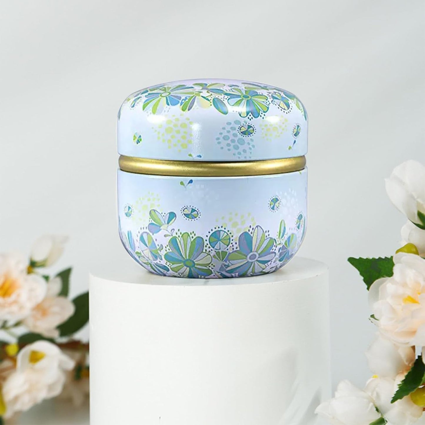 Body Powder Puff and Container for Dusting Powder, Women Powder Puff and Powder Case for Bath and Travel (Light Green)