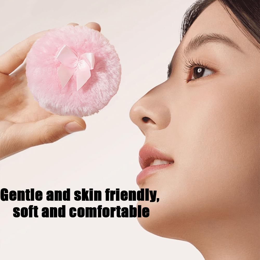 Luxury 4.2 Inch Glass Powder Container with 2 Plush Puffs|Non-Sealed Refillable Organizer for Body Powder&Makeup|Setting Powder Applicator w/Loose Powder Storage(Pointed Cylinder-Clear-Large)