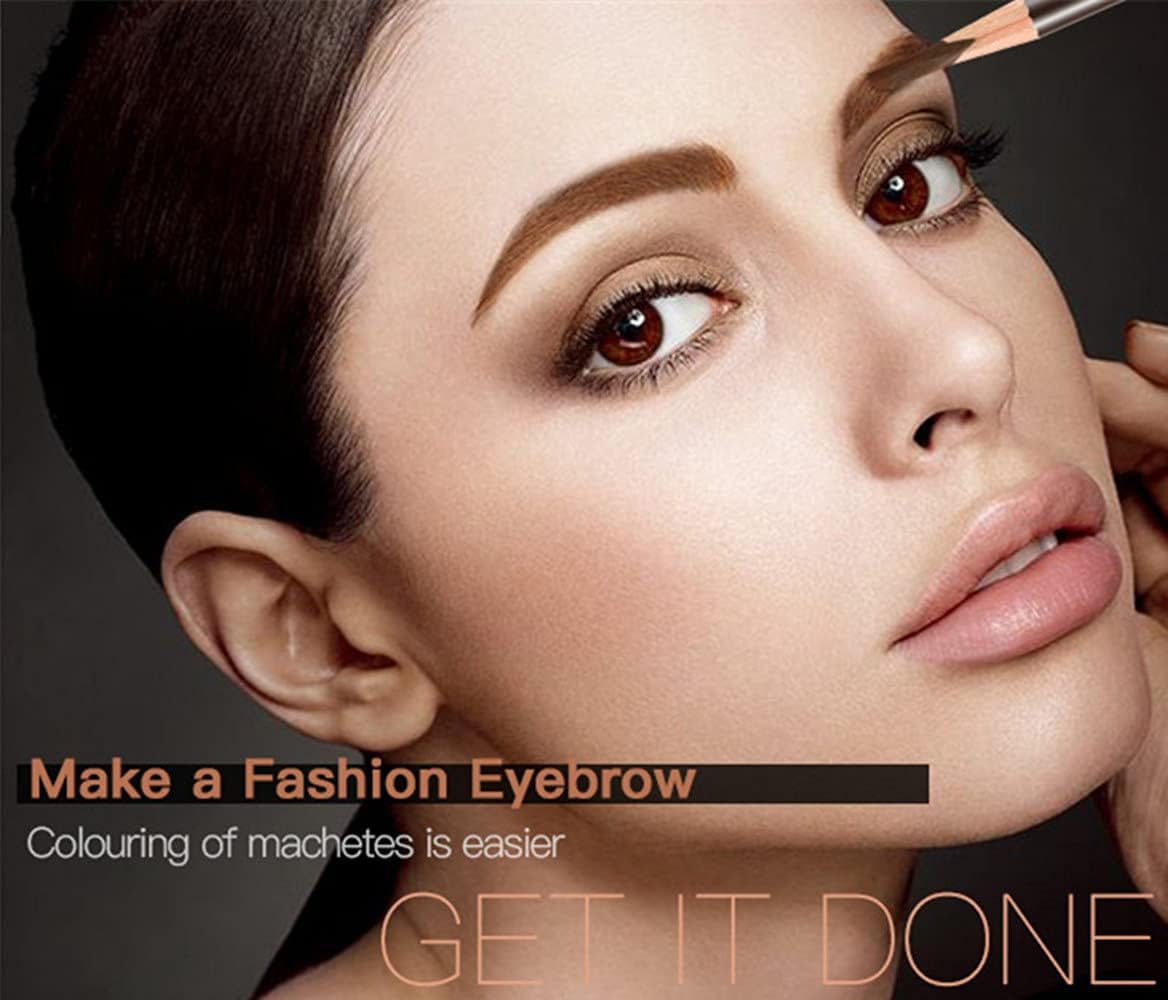 Go Ho 6 PCS Eyebrow Eye Liner Pencil Set,Easy to Color Sweatproof Eye Brow Pencil,Professional Long-lasting Eyeliner Gel Makeup Brow Tint Pen,3 Colors(Black,Brown,Dark Brown)