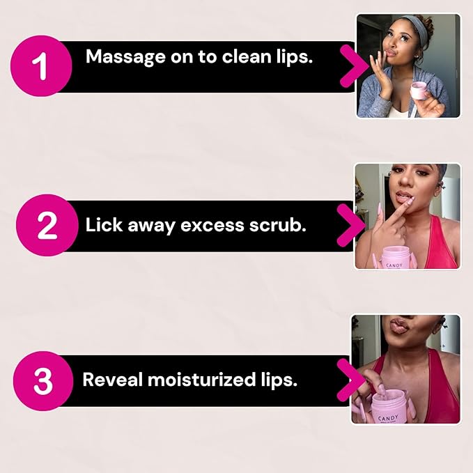 Minimo Candy Lip Exfoliator Scrub & Moisturizer - Lip Scrubber Exfoliator- Lip Brightening For Dark Lips Smoker| Removes Dead Skin from Dry Chapped Lips - Nourishes & Hydrates(1 oz) Grape Nectar