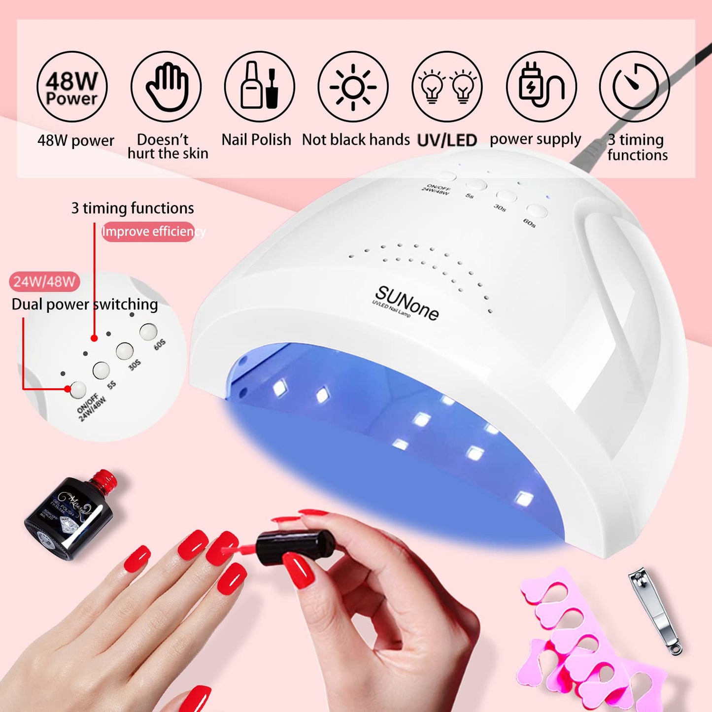 Gel Nail Polish Kit for Women with 6 Colors Extension Poly Nail Gel set, 48W UV Lamp, 12pcs nail polish set with Base Coat and Top coat,Professional Manicure Tool for Home DIY Salon