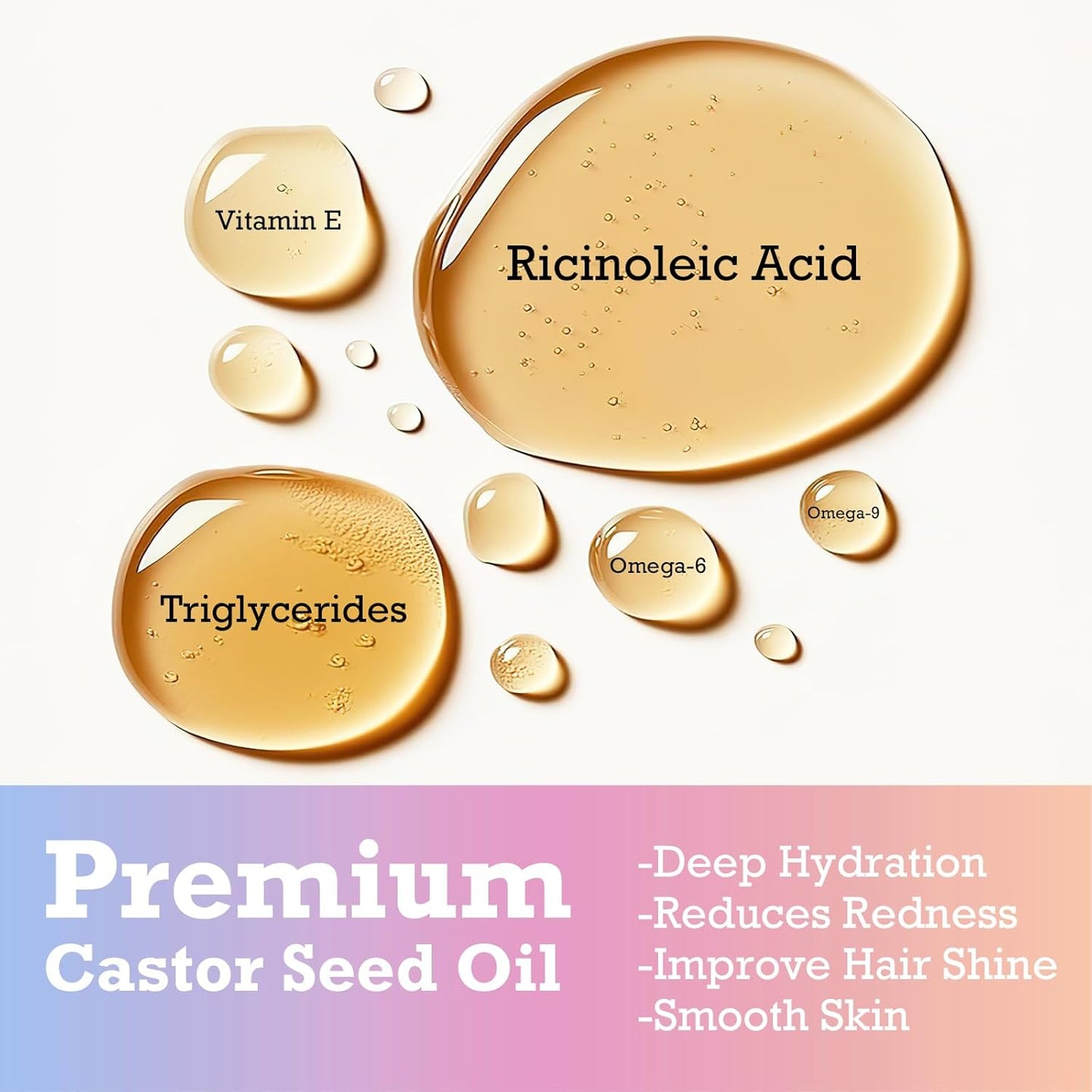 Organic Castor Oil Roll-On with Rose Quartz - 2 Pack x 50mL | Brown Glass Bottle, Cold Pressed, Hexane Free, Unrefined | Nourishing Oil for Face, Hair and Body