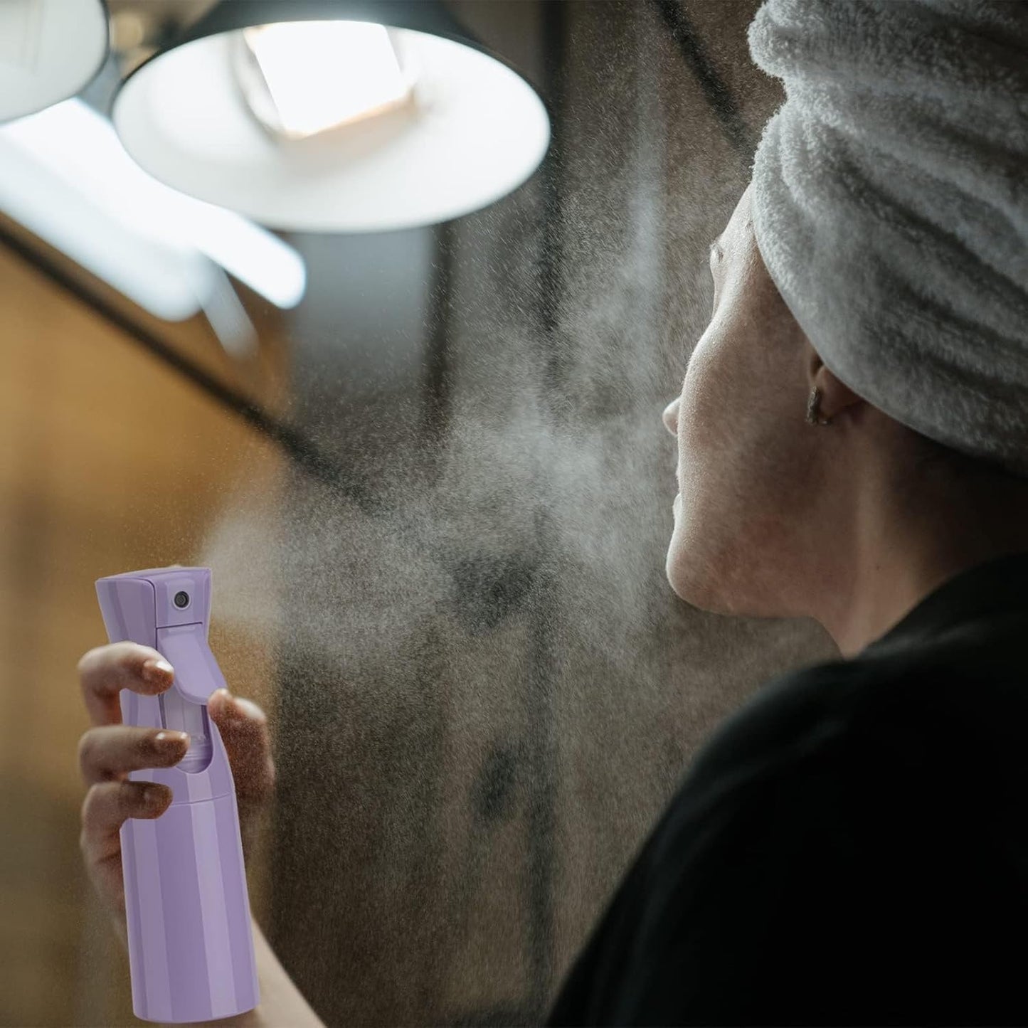 Spray Bottle for Hair (6.8OZ /200ML) Continuous Ultra Fine Mist Sprayer for Hair, Salons, Barber, Plants, Skin Care, Cleaning 2 Pack PURPLE