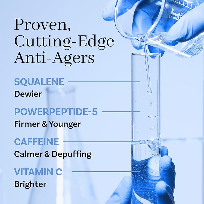 PowerPeptide-5 Eye Cream, Anti Aging Skin Care with Hyaluronic Acid, Peptides for Under Eye Circles, Wrinkles, Dewy, Soft, Plump Skin, Vegan, Paraben, Cruelty & Alcohol Free, 1.69 fl oz