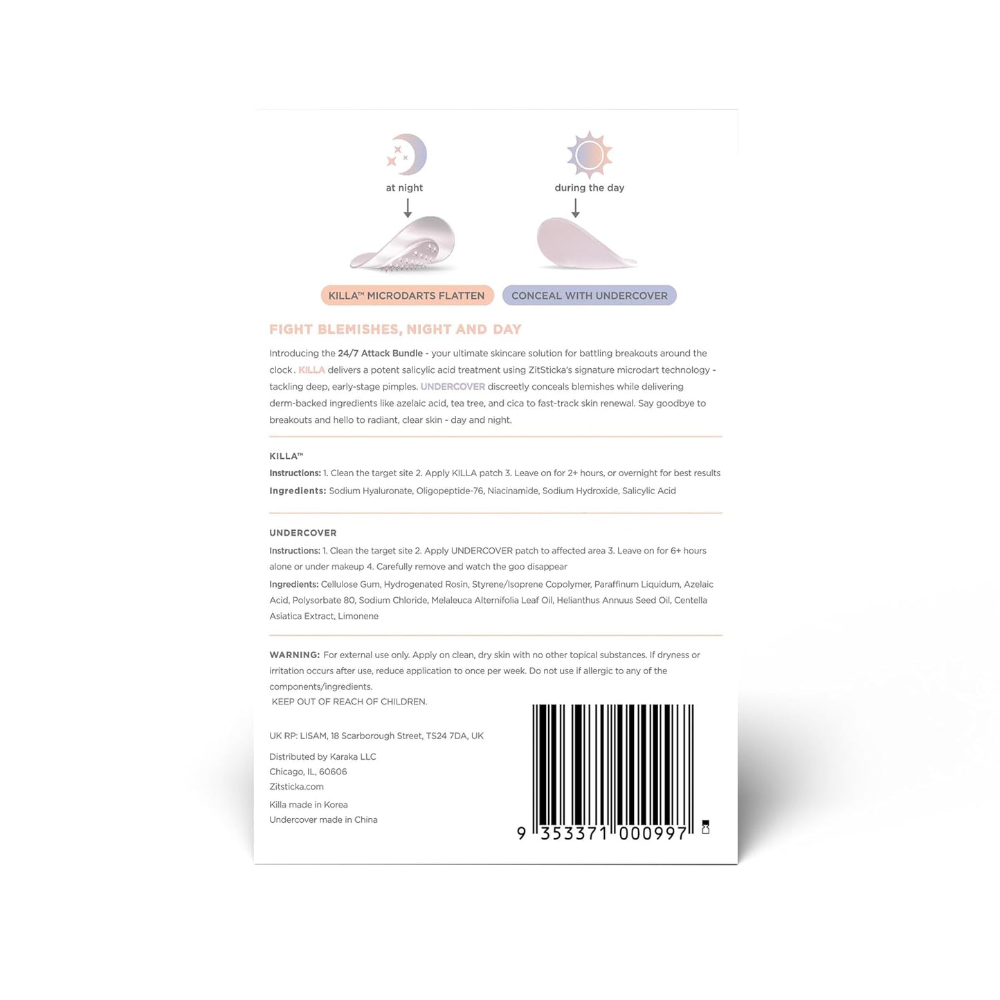 ZitSticka Invisible Pimple Patches for Face, Hydrocolloid Patches, Ultra-Thin Clear Azelaic Acid & CICA Blemish Patches, Pimple Stickers (24/7 Attack Bundle 14 Pack)