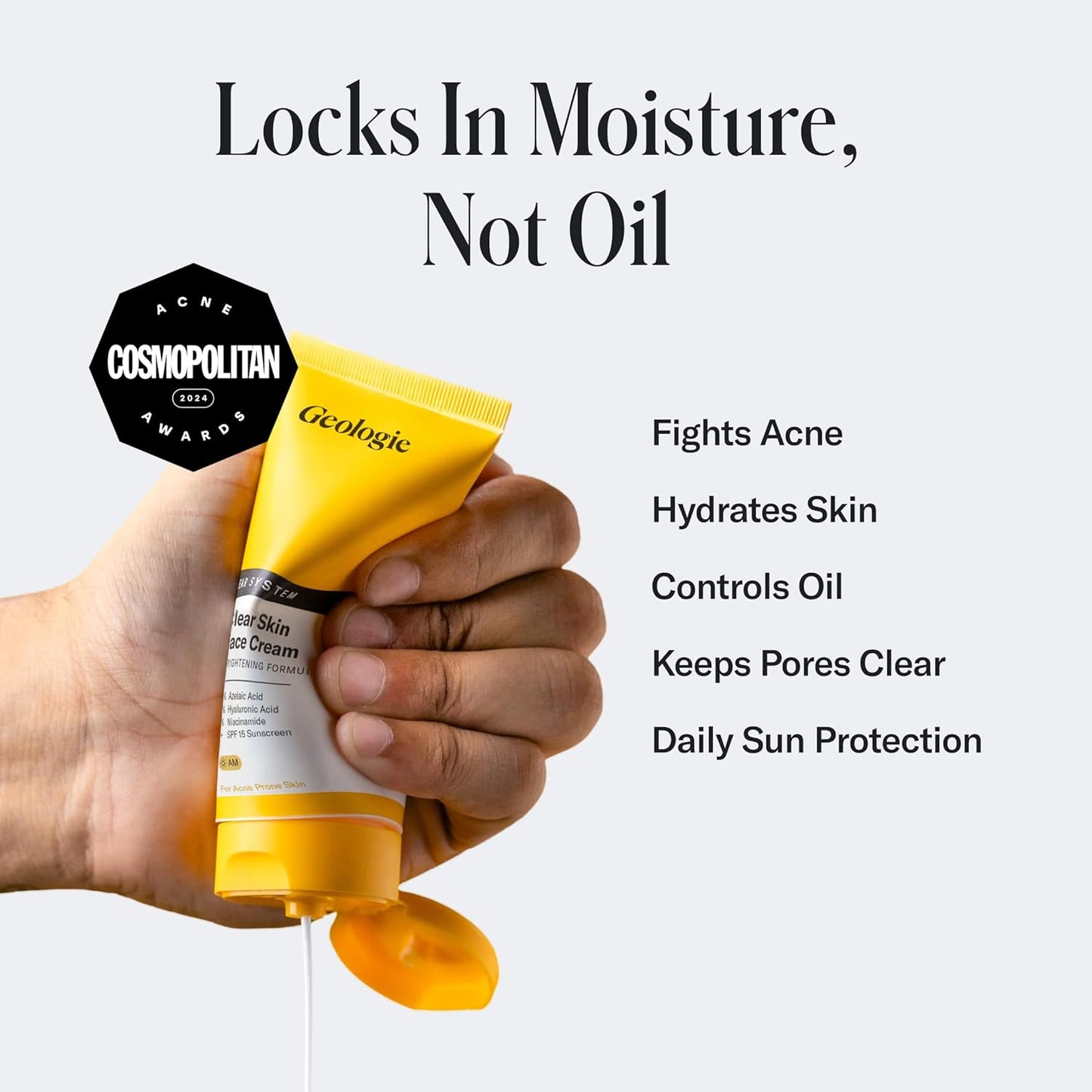 Geologie Clear Skin Face Routine | 3-Piece Kit Includes Exfoliating Cleanser, Repairing PM Moisturizer, Oil Free AM Moisturizer | Daily Routine for Clear, Healthy Skin | Lasts 3 Months