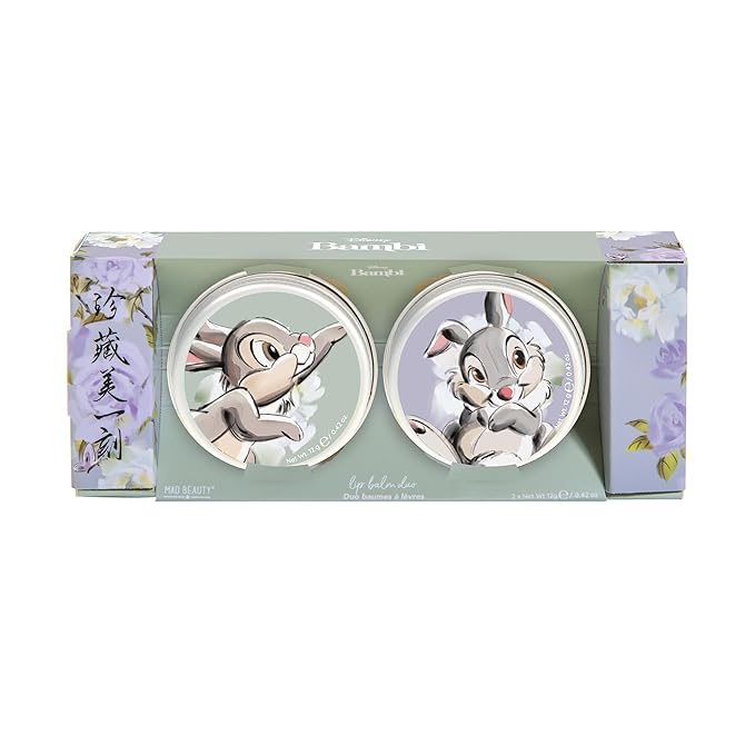 MAD BEAUTY Disney Beauty of Bambi Thumper Lip Balm Duo, Coconut & Vanilla Lip Balms, Hydrate, Soften, Moisturize, Scented, Fragranced