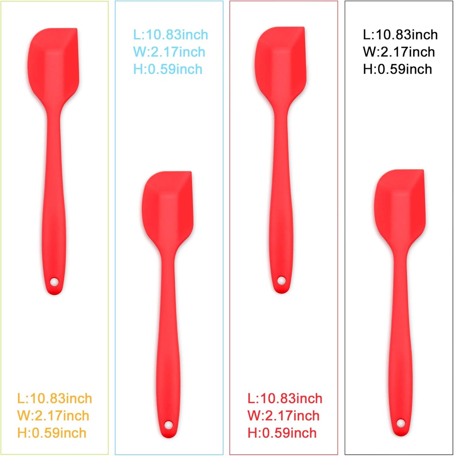 Silicone Spatula 4-piece Set, Heat-Resistant Non-stick Rubber Spatulas with Stainless Steel Core, Red