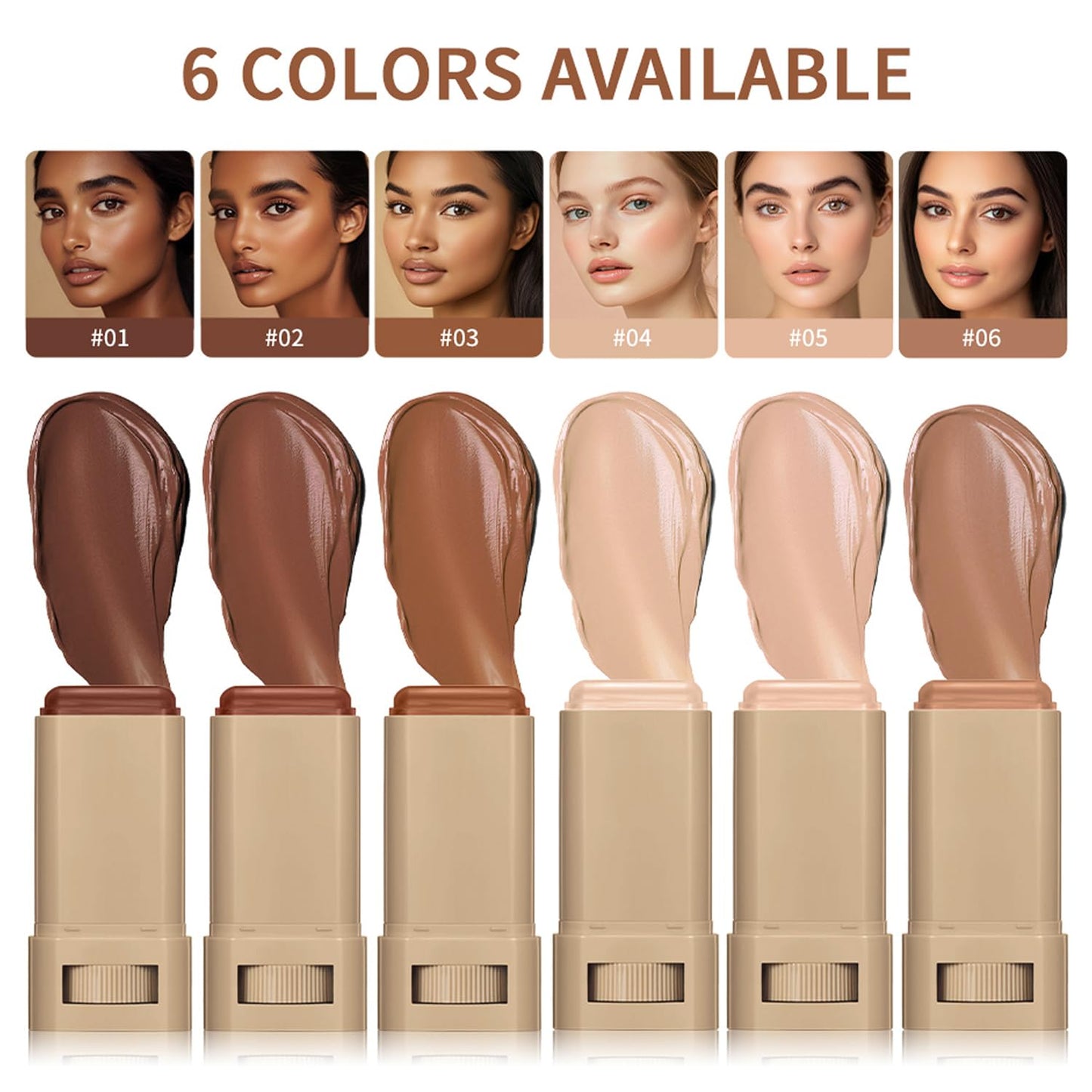 2PCS Foundation Stick Beauty Balm Serum Boosted Skin Tint, Solid Tinted Moisturizing Serum Contour Stick, Natural Fit, Moisturizing & Concealing Foundation Sticks (#06)