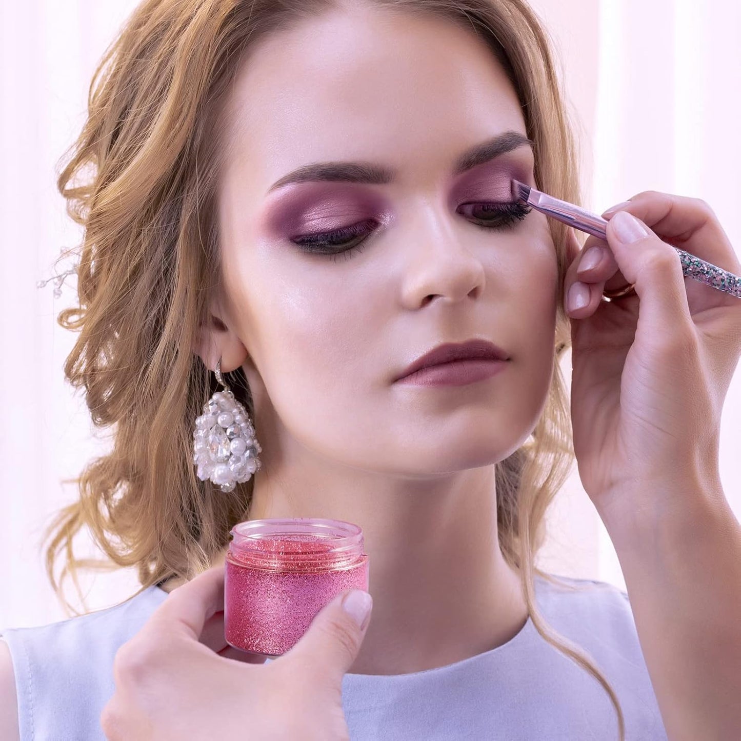 50 Pack 2 OZ Plastic Jars Round Clear Cosmetic Container Jar with Lids, Eternal Moment Plastic Slime Jars for Lotion, Cream, Ointments, Makeup, Eye shadow, Rhinestone, Samples, Pot, Travel Storage