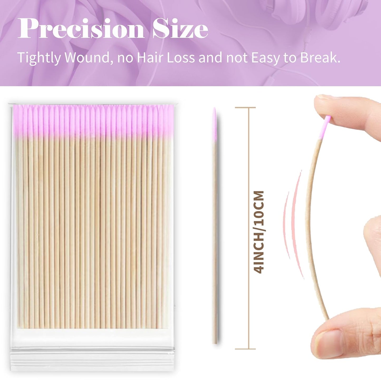 1000PCS Pointed Cotton Swabs - Precision Tip Cotton Swabs - 4 Inch Microblading Cotton Swabs - Microblading Cotton Buds for Eyebrow Eyelash Extensions, Makeup, Nails, Tattoo Permanent Supplies(PINK)