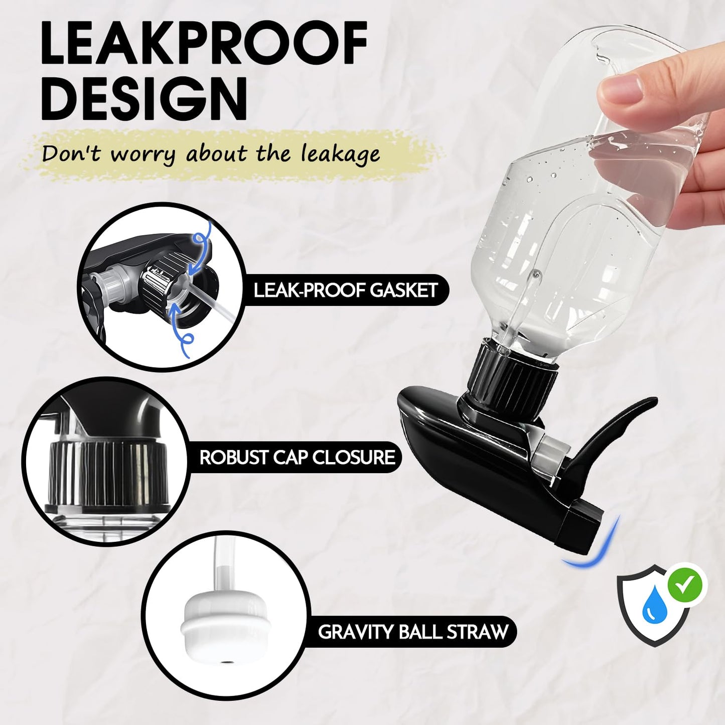 2 Packs Plastic Spray Bottles 360° Water Spray Bottle for Cleaning - 10 oz/300 ml Upside Down Spray Bottle Small Squirt Bottle with Adjustable Nozzle for Hair, Cooking, Plant, Pet (Clear + Brown)