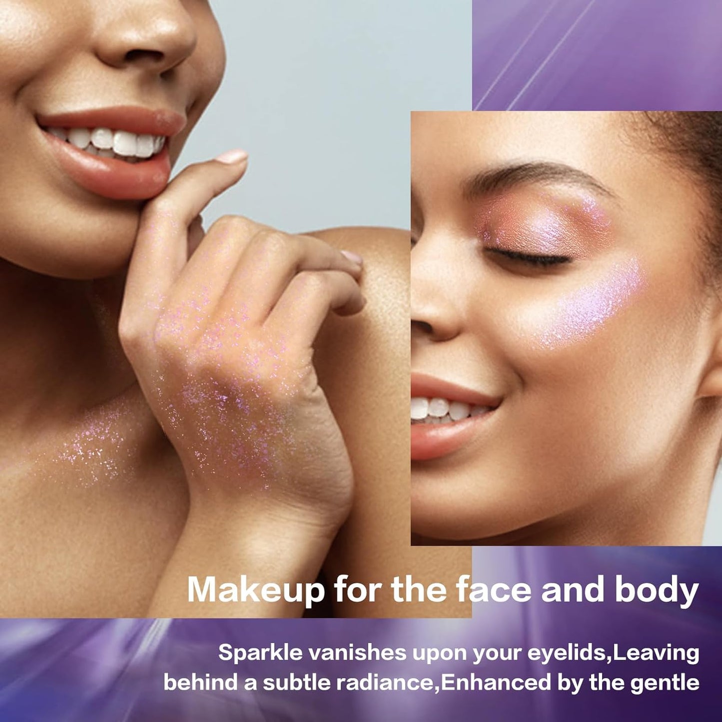 LANGMANNI Holographic Body Glitter Gel for Body, Face, Hair and Lip.Color Changing Glitter Gel Under Light. Vegan & Cruelty Free-1.35 oz (8# Golden Starlight)