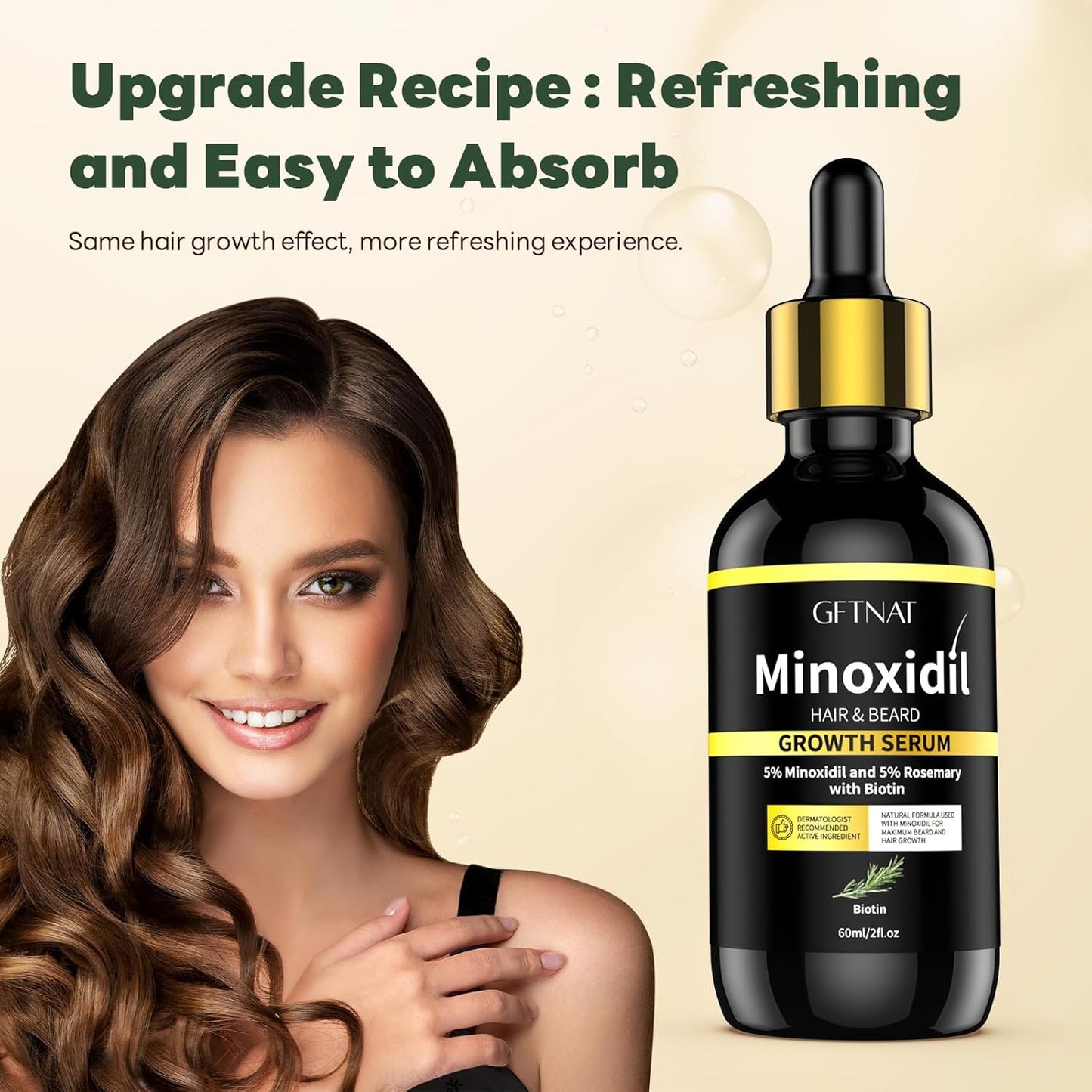 5% Minoxidil with Rosemary and Biotin for Men and Women Hair Growth,Beard Growth Kit,Scalp Serum for Thicker Fuller Hair