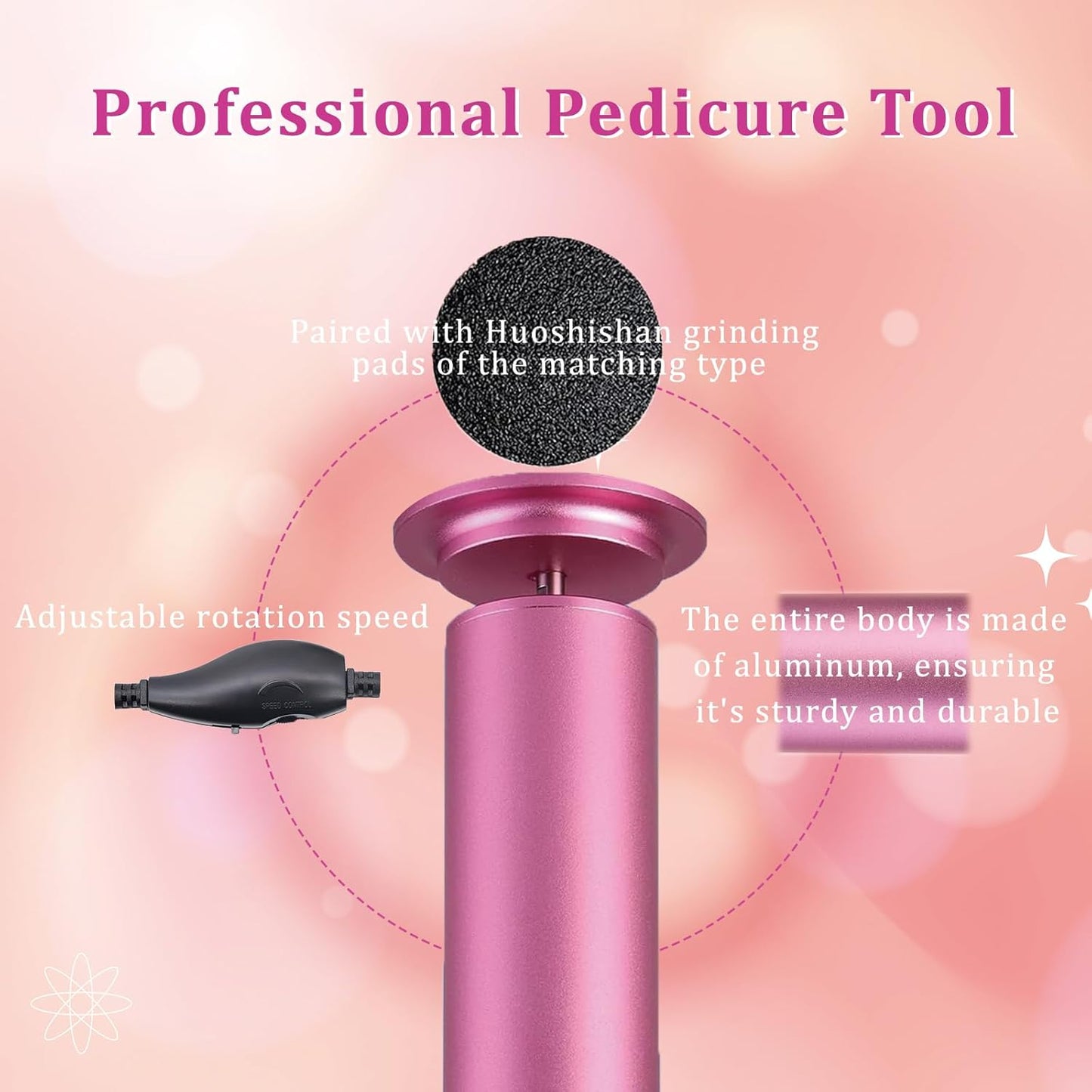 Dermave Upgraded Electric Callus Remover for Feet,Electric Foot File Feet Sander ,Adjustable Speed Foot Scrubber,Women Men Dead Skin and Cracked Professional Pedicure Tool,60Pcs Sandpaper Discs