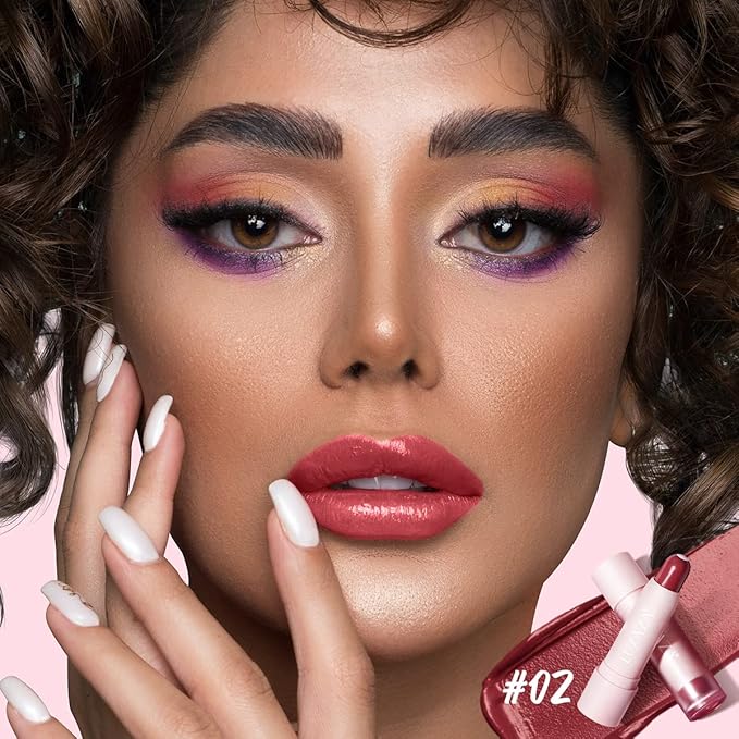 Tinted Lip Balm Chapstick with Color, Natural Semi - Gloss Finish, Hydrating/Coloring 2 in 1 Moisturizer Lip Stick for Girls & Women #02 Rose-In-Love