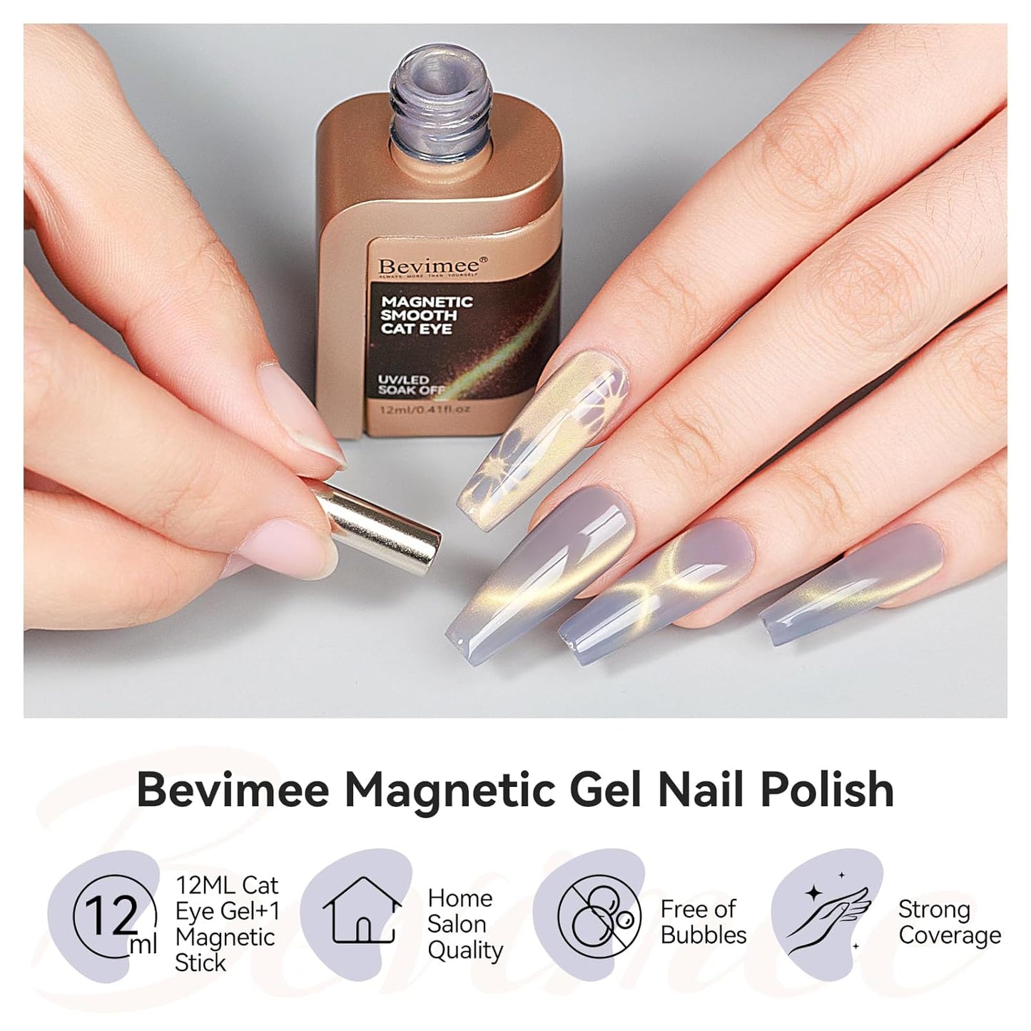 Cat Eye Gel Polish Silver Glass Jelly Magnetic Nail Polish Gel Smoothie Glitter Gloss Shine Holographic Color Velvet UV Gel Polish For Nail Art Manicure DIY At Home 12ml