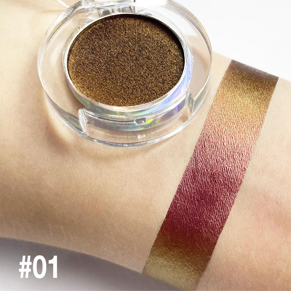 evpct Rose Red Gold Shimmer Sparkle Chameleon Duo Chrome Multichrome Gothic Iridescent festival Eyeshadow Palette, Single Mini Eye Shadow Palette Makeup for Older Women, Glitter Eyeshadow Stick, 01