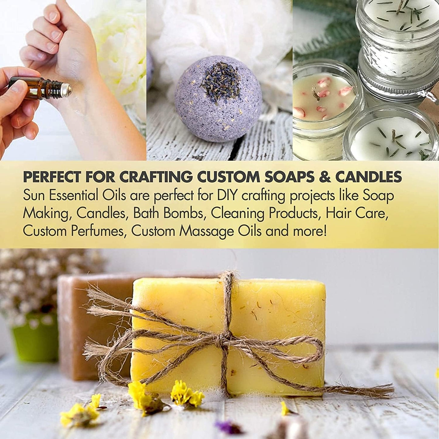 Sun Essential Oils - Lemon Essential Oil 4 oz for Cleaning, Diffuser, Humidifier & Aromatherapy Body Massage, Lemon Fragrance Scent for Home Candle Making with Dropper