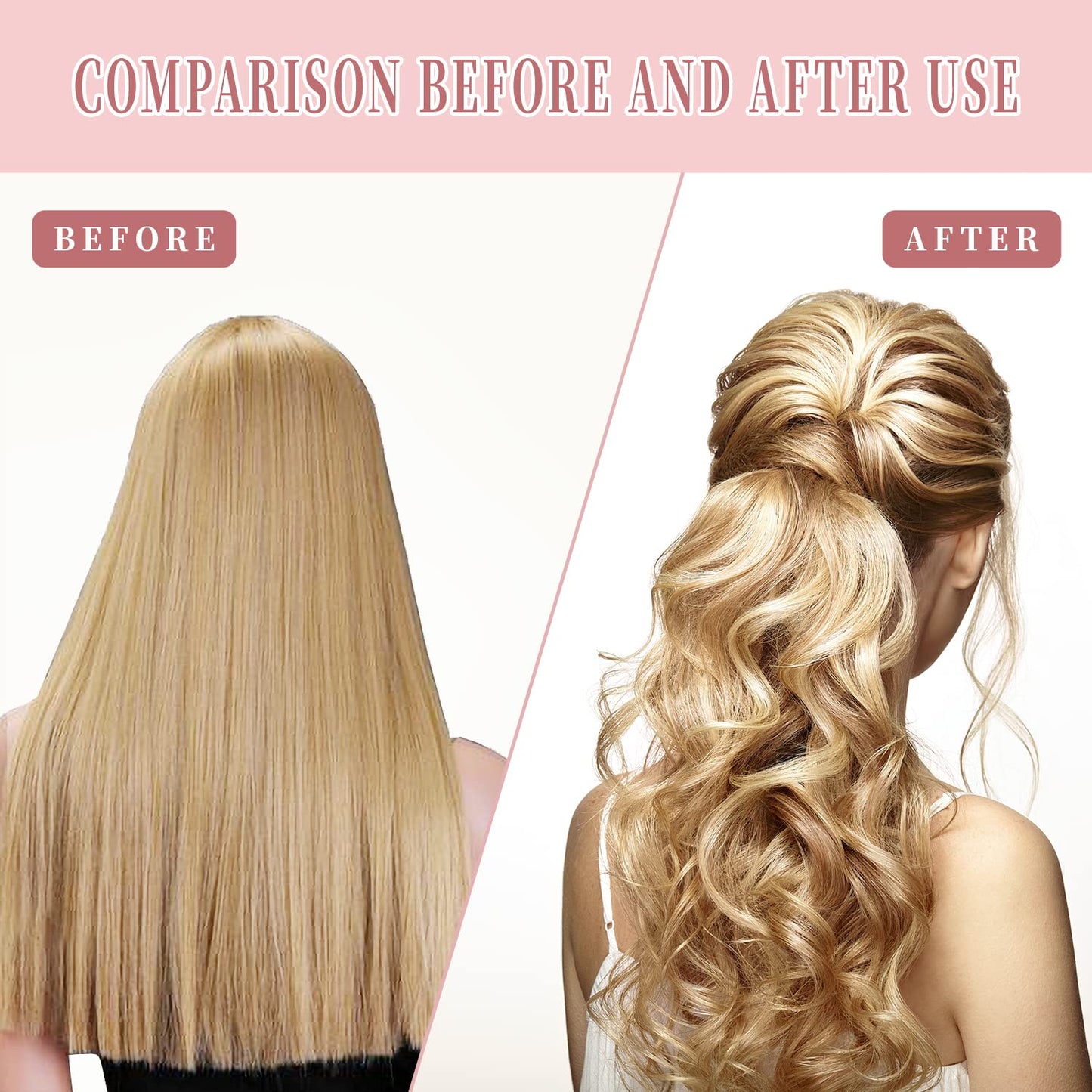 60pcs Heatless Hair Curlers Spiral and Wave Styling Kit 2 Styles No Heat Curlers with 2 Pieces Hooks for Women Girl's Short Medium and Long Hair((9.8 Inch/25 cm)