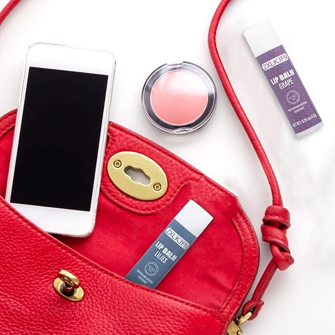 Organic Lip Balm Set - 3 Flavors - 100% Natural Moisturizer for Cracked & Dry Lips Smooth and Supple Lips - Non-GMO