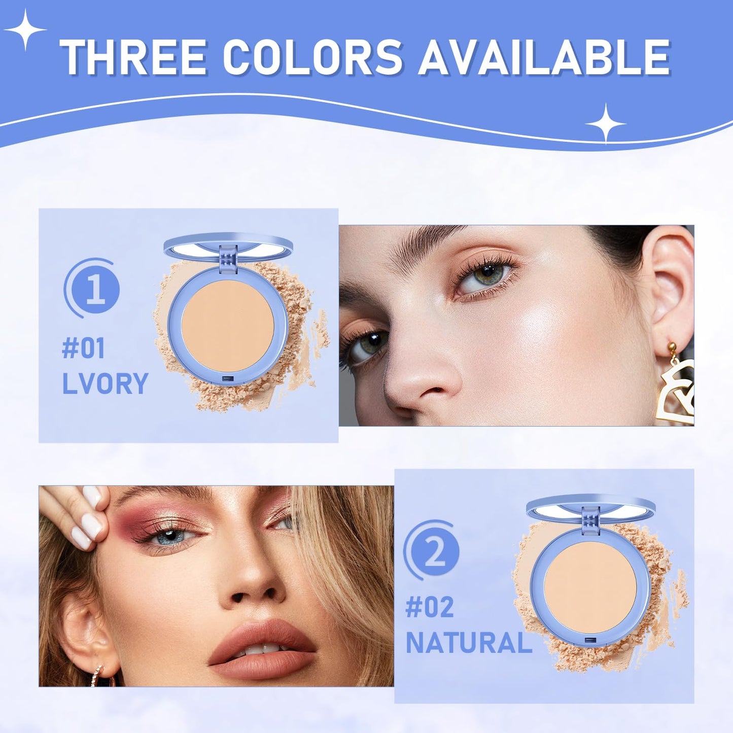 Maycheer Face Powder -Lasting Waterproof Face Powder-Maycheer Setting Powder Oil Absorbing Compact for Face, Lasting Waterproof Pressed Powder Compact (03# DARK COMPLEXION)