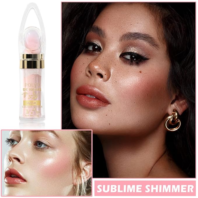 Polvo De Hadas Highlighter Glitter Stick Body Glitter Shimmer Face Brightening Highlighter Contour Powder Makeup Stick Face Blusher Fairy Glitter Highlighter Makeup - 02#Fairy Pink