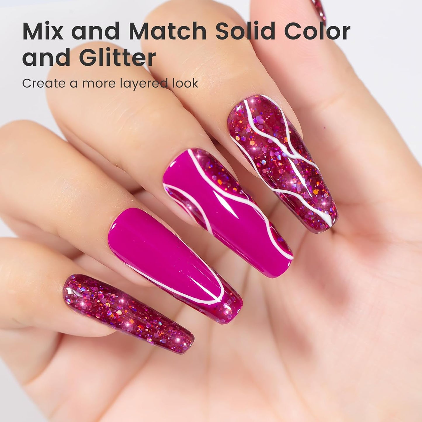 YTD Likomey Glitter Gel Nail Polish,15ml Sparkling Dragon Fruit Pink Fuchsia Chunky Glitter Fall Winter Salon Home DIY Soak Off Manicure UV Color Varnish,SF357