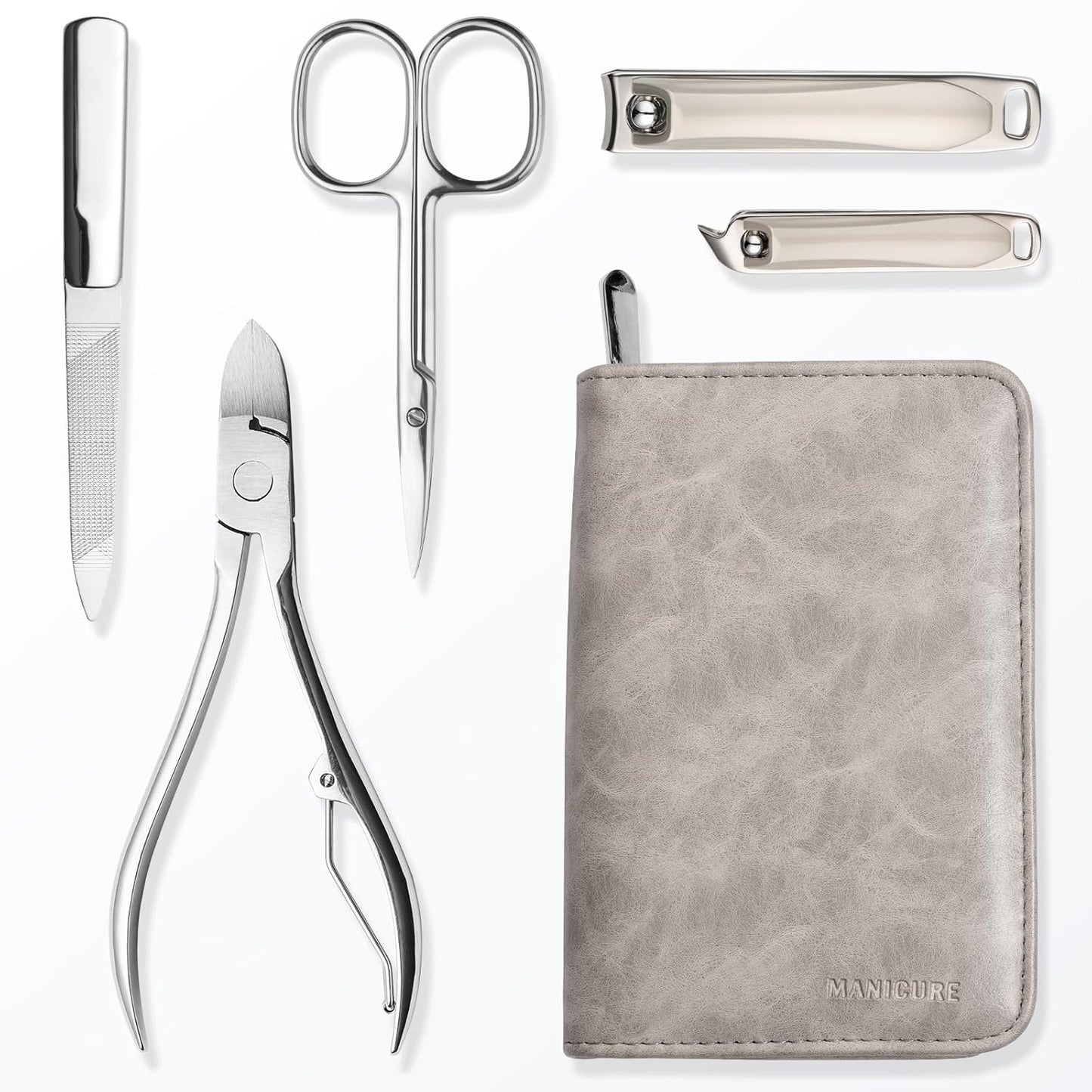 FAMILIFE Professional Manicure Set, Manicure Kit, Nail Clippers Set, Stainless Steel Pedicure Tool, Nail Kit with Portable Leather Travel Case Luxury Gifts for Him