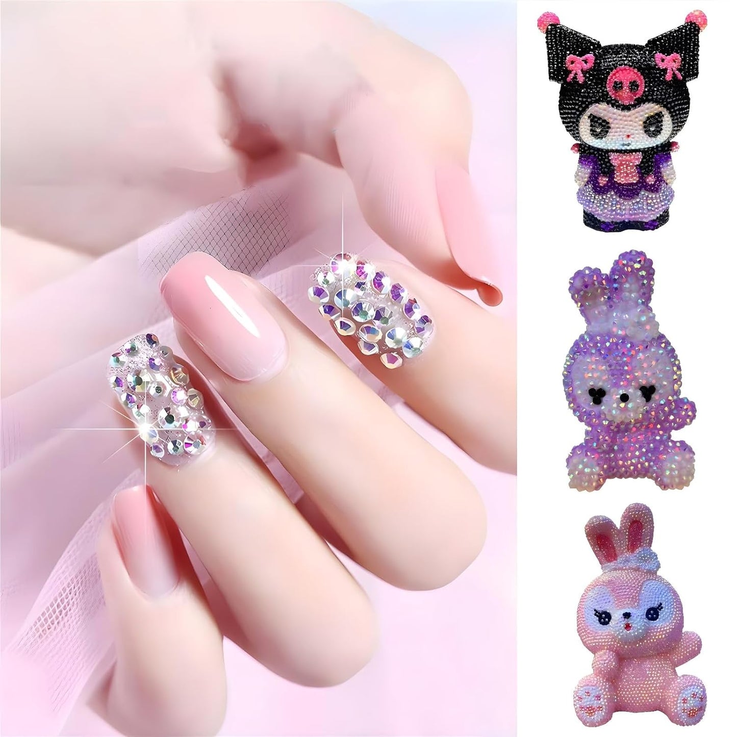 Flatback Rhinestones Round Gems for Nails Art and Crafts 1250Pcs SS20 5mm Glitter Crystals Stone DIY Bags Clothes Shoes (Black)