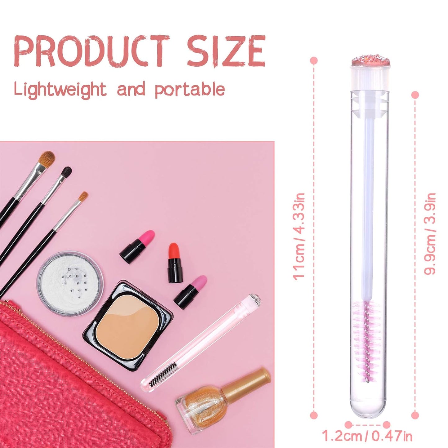 20 Pieces Eyelashes Brush Container Disposable Mascara Bruush Wand Case Lash Spoolies Tube Spoolie Holder Makeup Brush for Eyelash Extension Mix