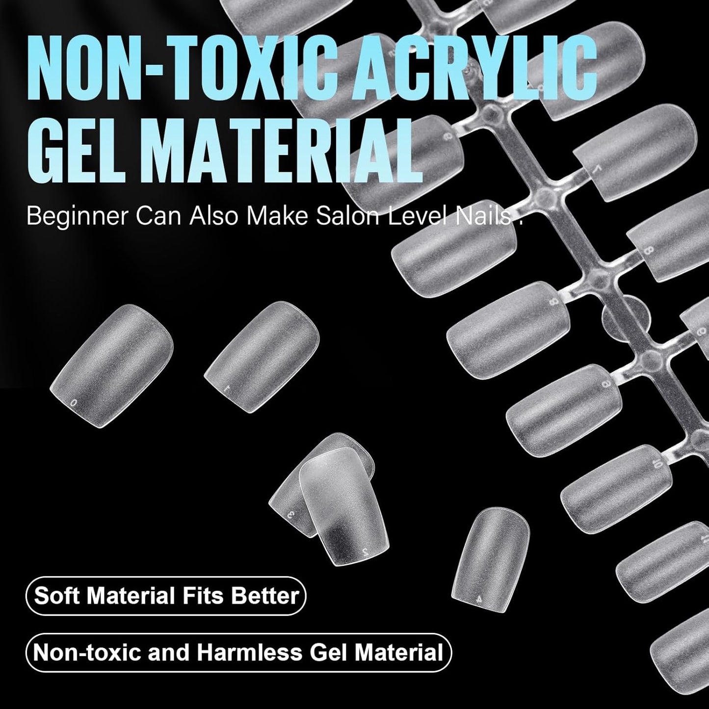 TOMICCA Short Square Nail Tips 240Pcs Pre-buff Full Matte Acrylic Fake Nails, 15 Sizes Full Cover Press on Nail for Extension Manicure Home DIY Nail Art