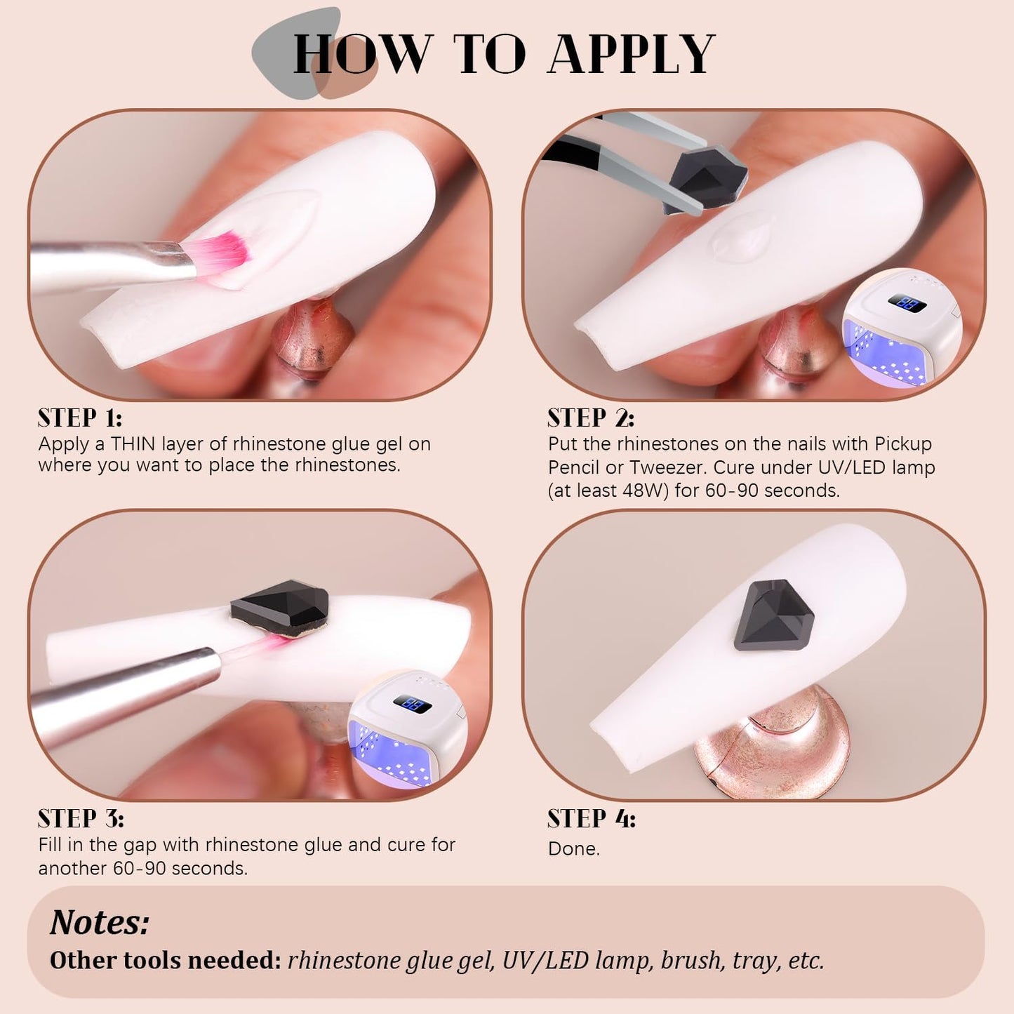 2750Pcs Black Glass Nail Rhinestones 240Pcs Multi Shapes Flatback Nail Gems + 2510Pcs 1.5-4mm Round Crystal, Manicure Nail Charms Diamond Gemstones for Acrylic Nails Decoration