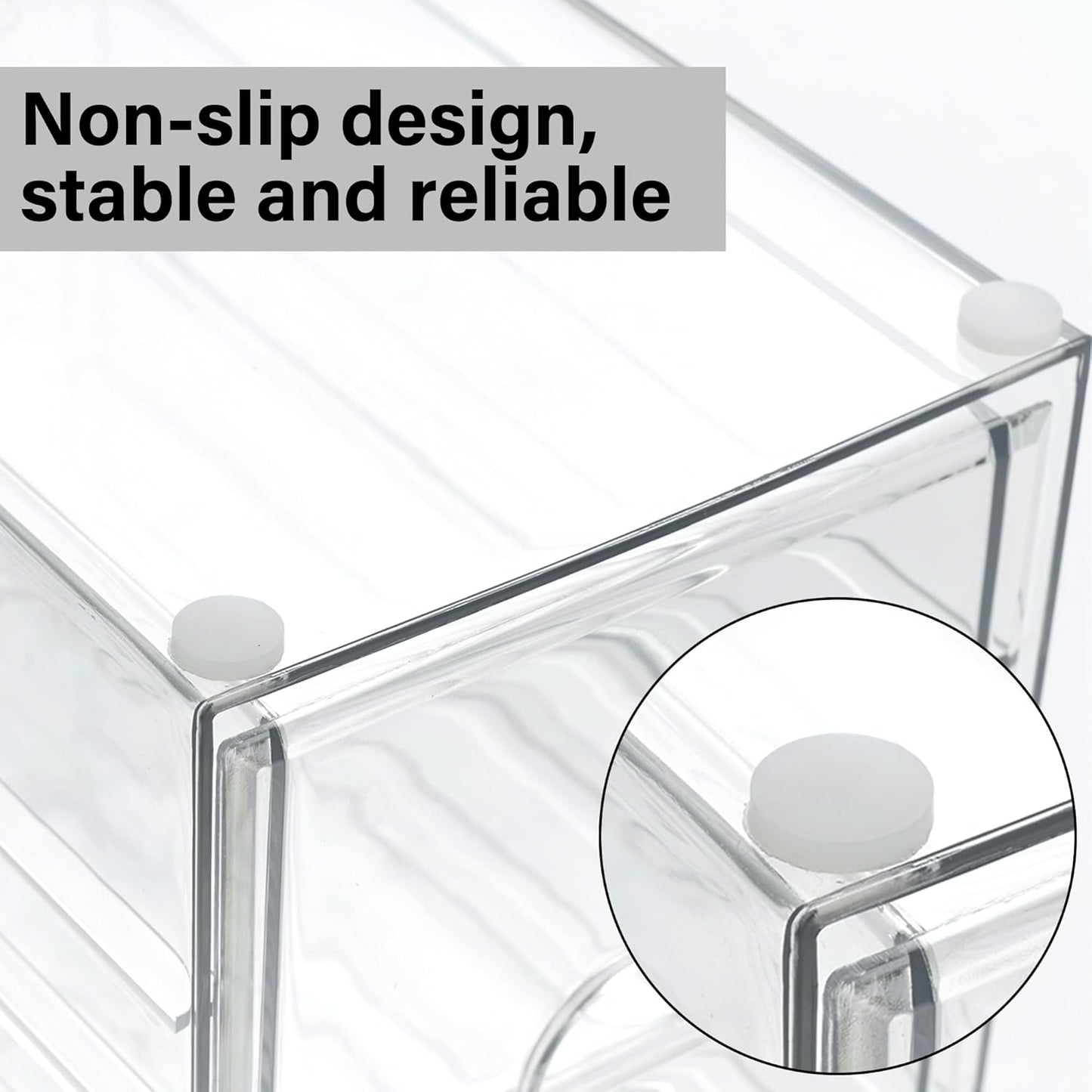 Prsildan Acrylic Drawer Makeup Organizer with 4 Drawers, Set of 2 Office Desk Organizers Accessories, Clear Stackable Storage Drawers for Vanity, Countertop, Craft, Jewelry, Art Supply Organization