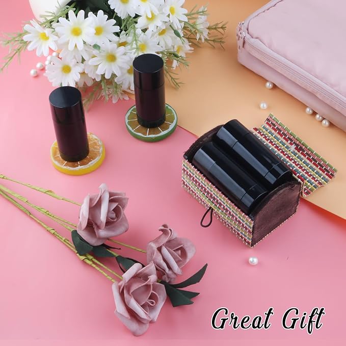 12 Pieces 15g Black Plastic Deodorant Containers,Empty 1/2 oz Travel Lip Balm Tubes,Refillable Twist-UP Solid Perfume Tubes,Lipstick Tubes for DIY