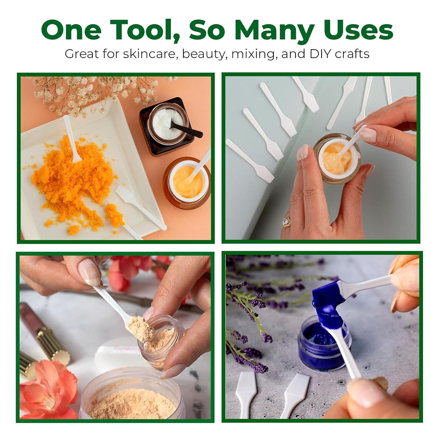 Mini Skin Care Spatula (2.5", 100 Pack) - Small Spatula for Makeup, Creams & Crafts | Makeup Applicator for Mixing, Cosmetic, Face Mask | Disposable Cosmetic Applicators | White