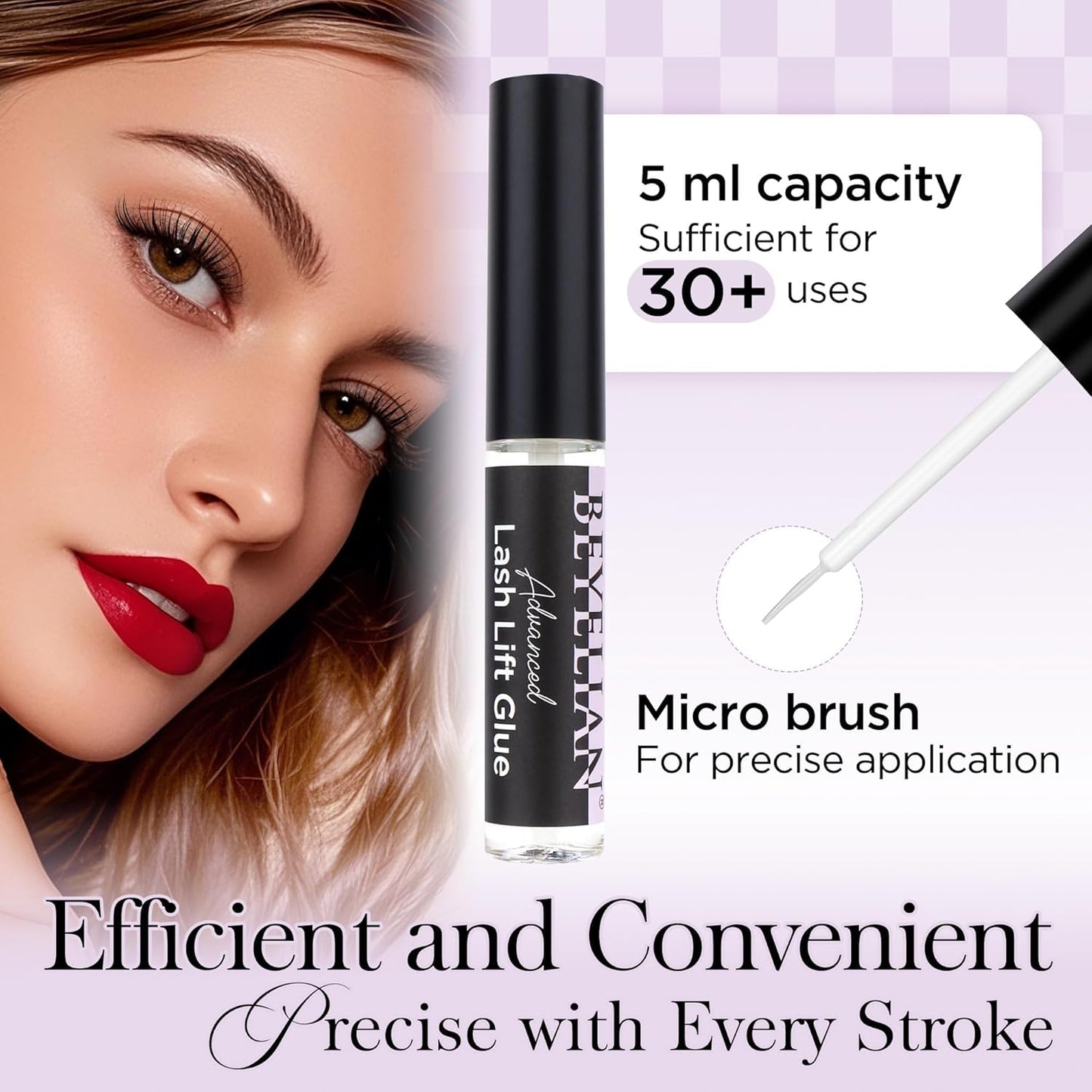 BEYELIAN Lash Lift Glue, Lash Lift Adhesive,Lash Perm Glue Strong Sticky Eyelash Dissolves Quickly in Water, No Irritation and Odorless,5ML