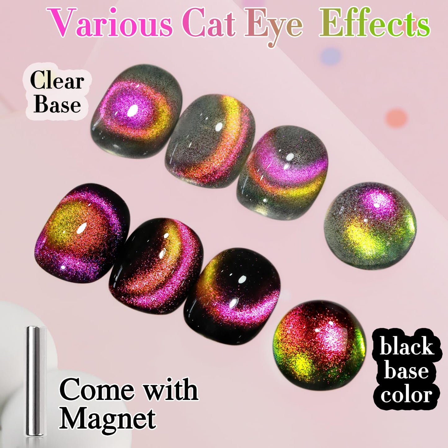 Double Rhythm Cat Eye Gel Polish with Magnet 15ML Holographic Glitter Shimmer Translucent Sheer Color Glass Magnetic Gel Polish Salon DIY at Home (Orange Pink-MC1051)