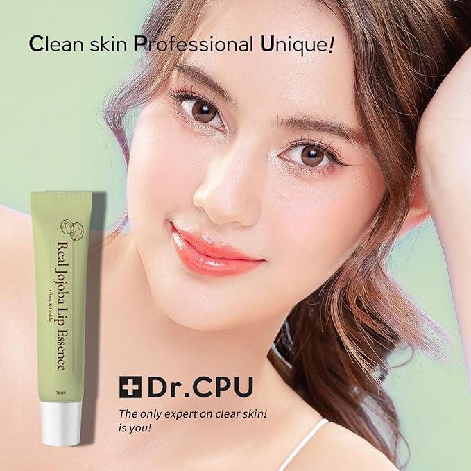 Real Jojoba Lip Essence Serum Moisturizing Formula - Natural Ingredients, Hydrating, Anti-Aging, Non-Sticky, 0.5 Fl oz Travel Size